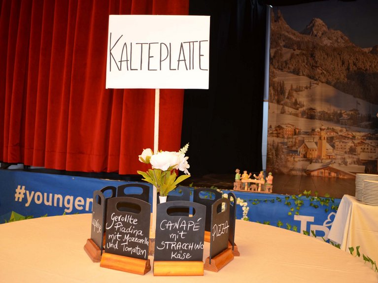 On the webcam Latemar is lovely, in real life it’s a dream! Table with Kalteplatte sign and menu written on chalkboards